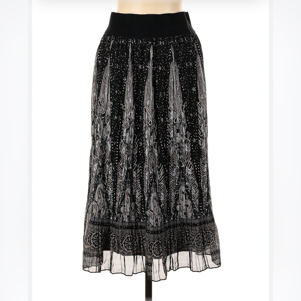Metro wear flowy boho bohemian chiffon pleated paisley print midi skirt large